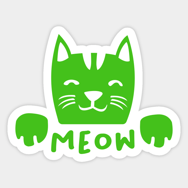 Cute Kawaii Meow Cat kitty design for cat lover Sticker by Uncle Fred Design